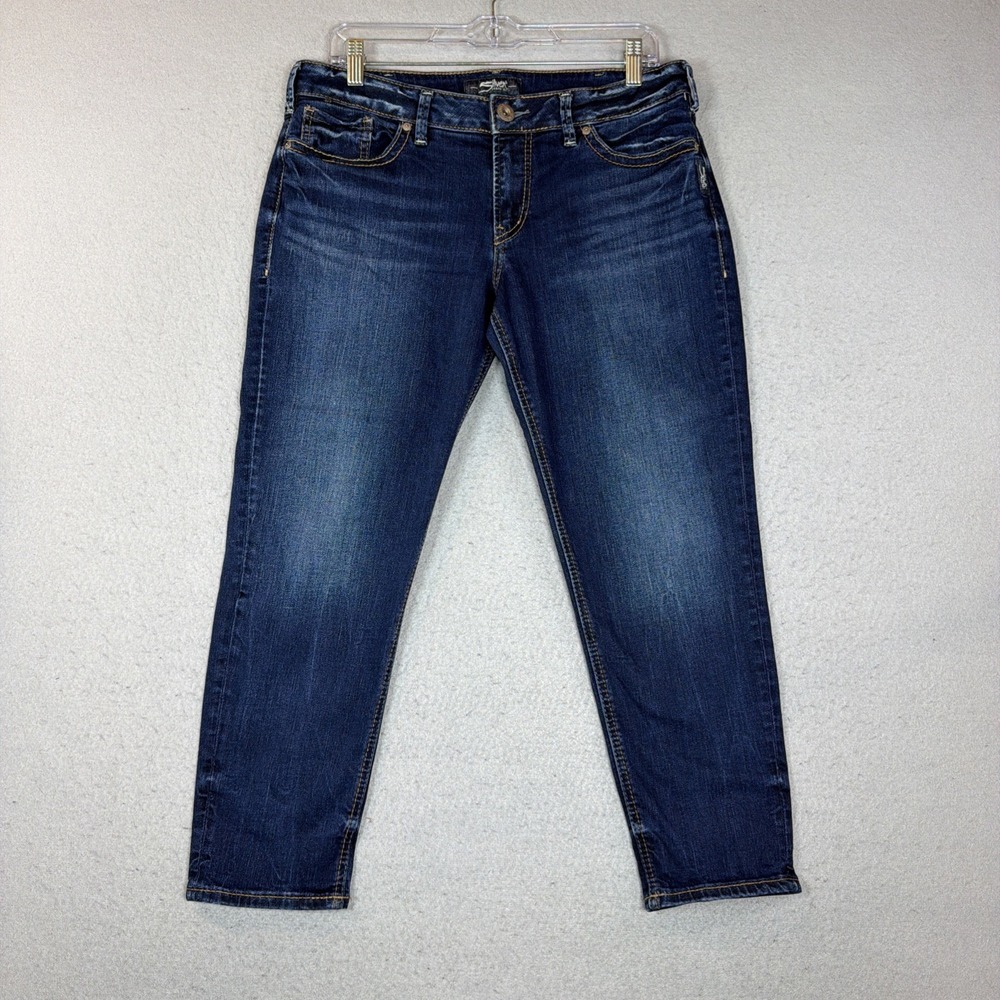 Silver Jeans Co Suki Skinny Crop Jeans Womens 32 Dark Wash Stretch Denim